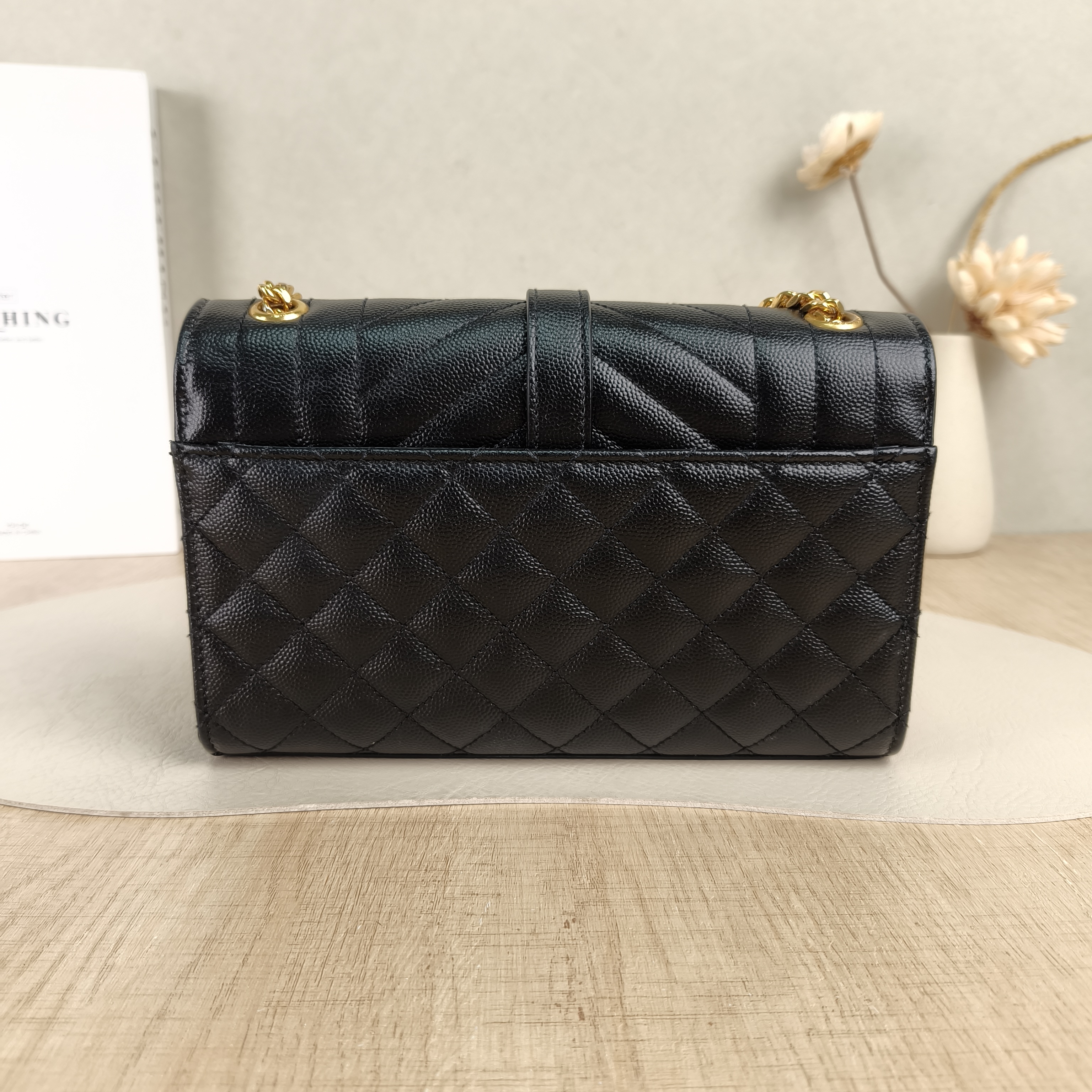 SAINT LAURENT Crossbody Bag ENVELOPE Black Grained Calfskin Small21 × 6 × 13 cm — cover view 5 of 5