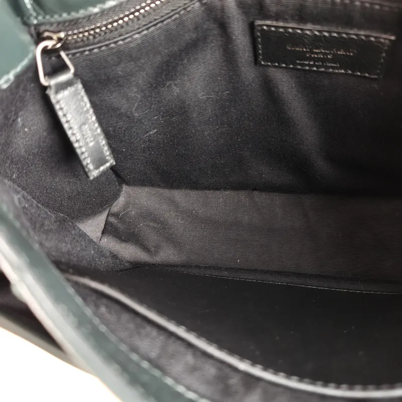 SAINT LAURENT Crossbody Bag Niki D Green Waxed Leather Medium 28 × 8.5 × 20 cm — detail view 9 of 13