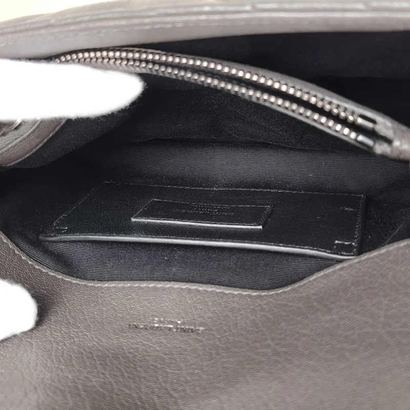 SAINT LAURENT Shoulder Bag COLLEGE Dark Grey Lambskin Medium 24 × 6.5 × 17 cm — detail view 8 of 13