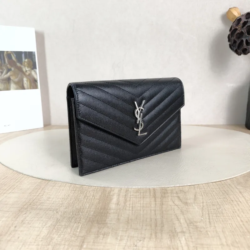 SAINT LAURENT Crossbody Bag CASSANDRE ENVELOPE Black Calfskin One Size 19 × 3.5 × 12.5 cm — cover view 3 of 5