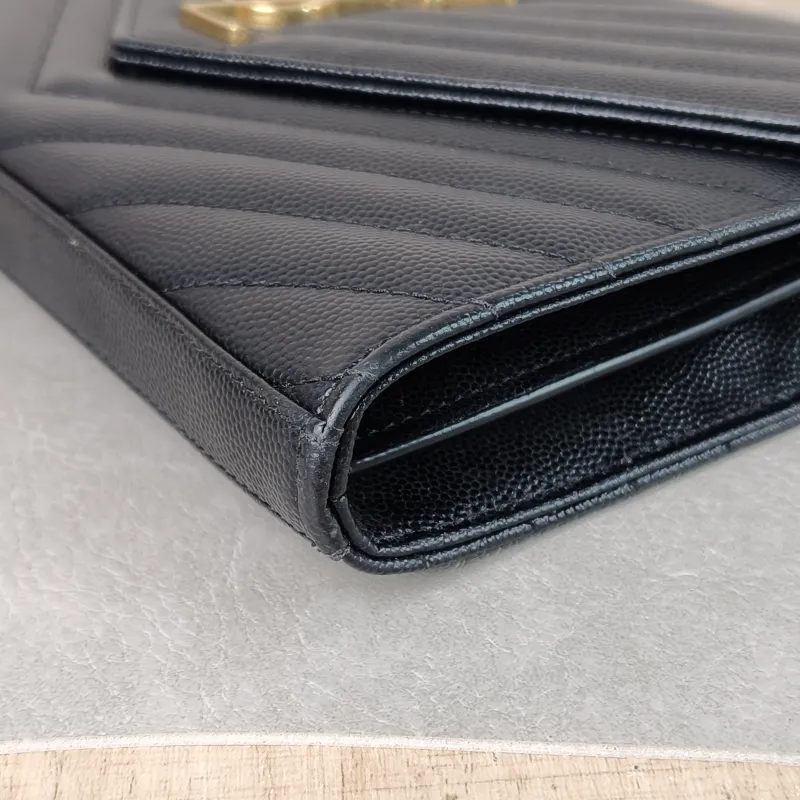 SAINT LAURENT Crossbody Bag CASSANDRE ENVELOPE Black Calfskin One Size 22.5 × 4 × 14 cm — detail view 9 of 13
