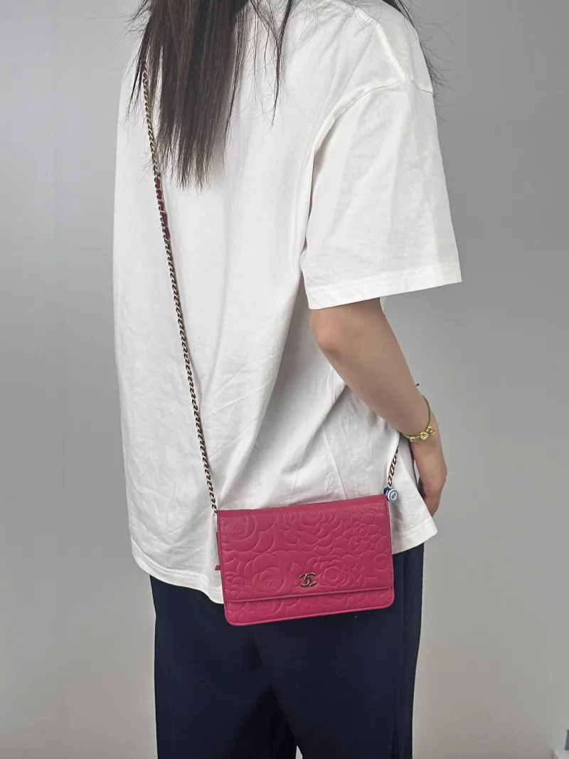 Chanel Crossbody Bag Classic Flap WOC CF WOCWOC Bag Red Lambskin One Size19 × 3.5 × 12 cm — on-model view 1 of 2
