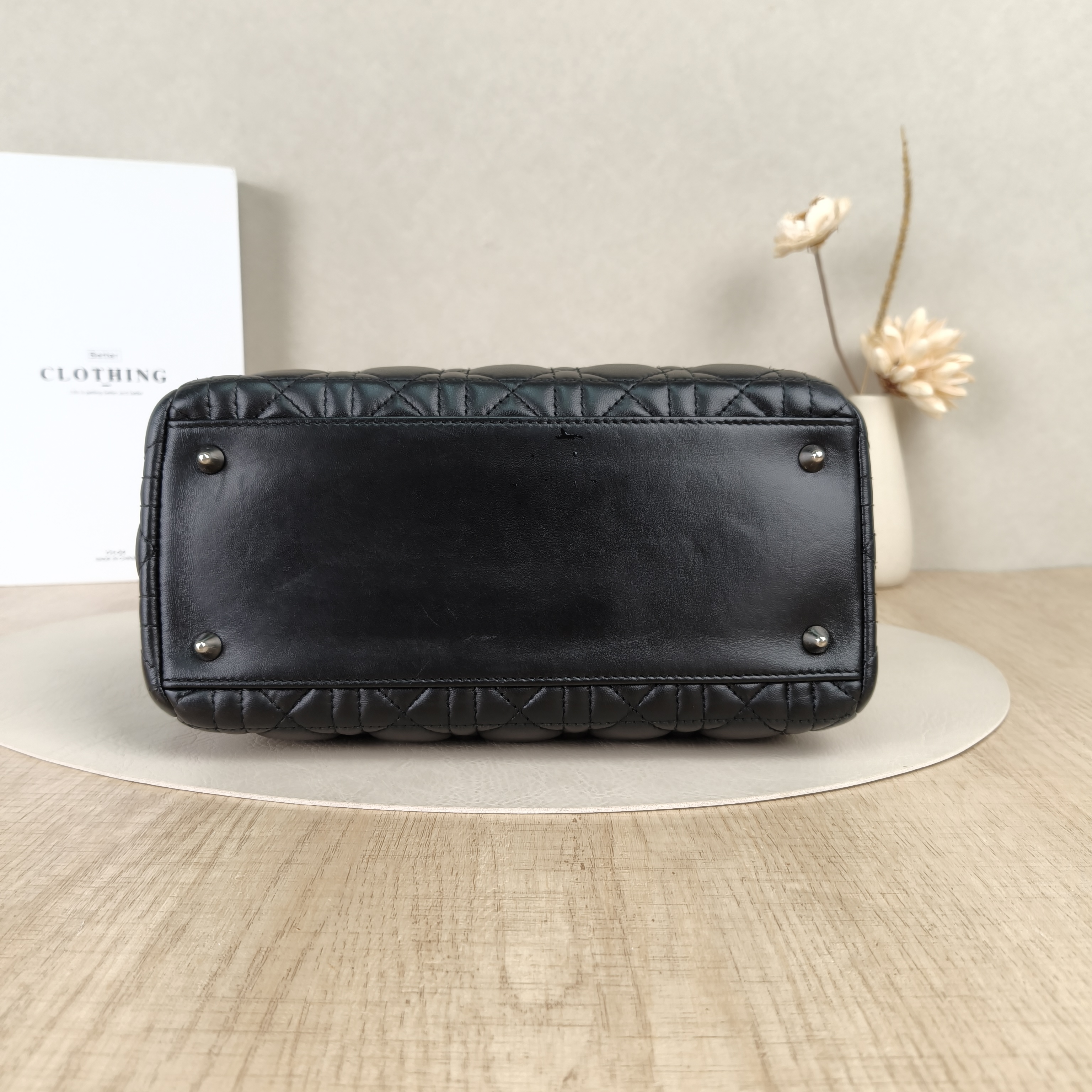DIOR Top Handle Bag Lady Lady Dior Bag Black Lambskin Medium24 × 12 × 21 cm — cover view 6 of 8
