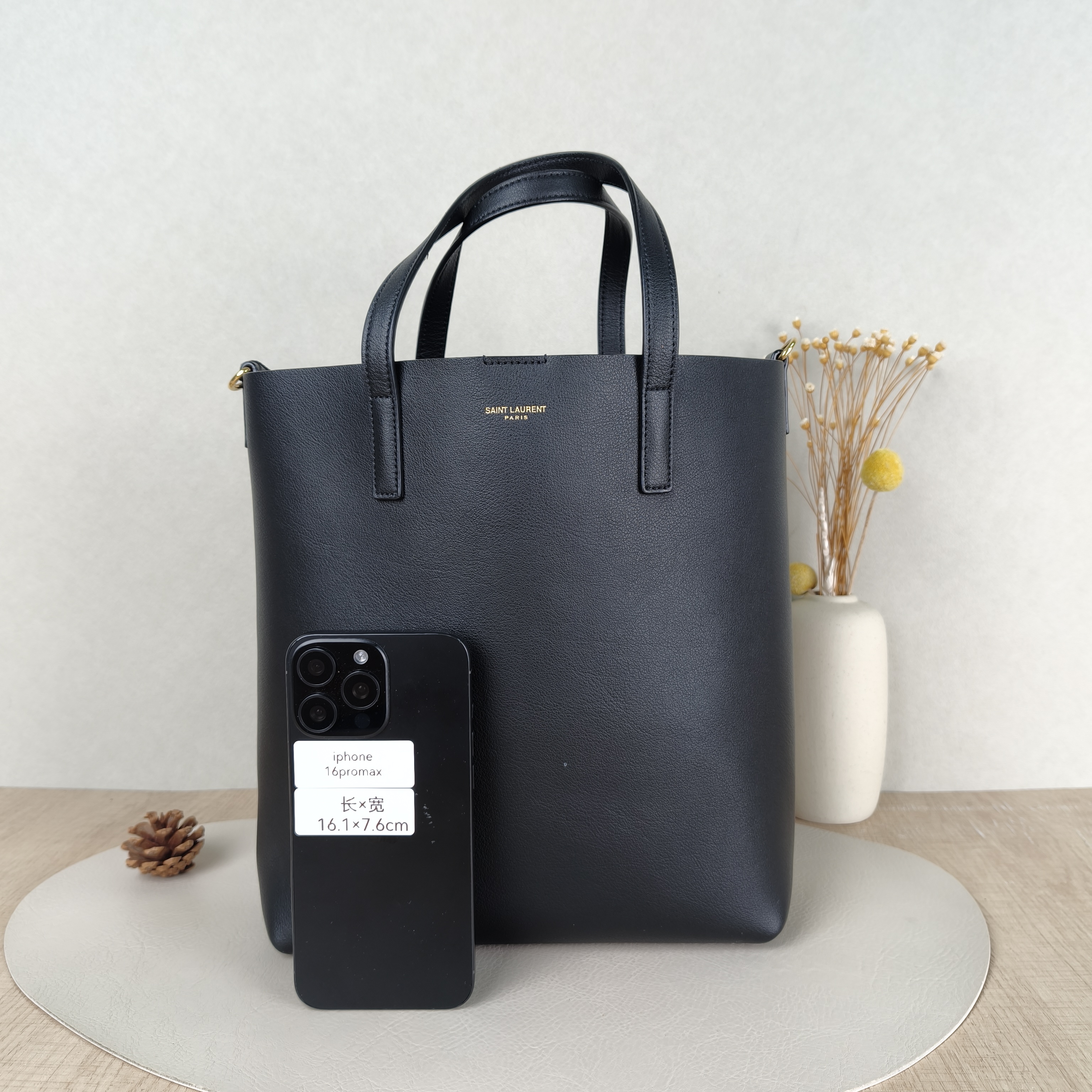 SAINT LAURENT Top Handle Bag SHOPPING Shopping Tote Edition Black Calfskinmini25 × 8 × 28 cm — cover view 3 of 5