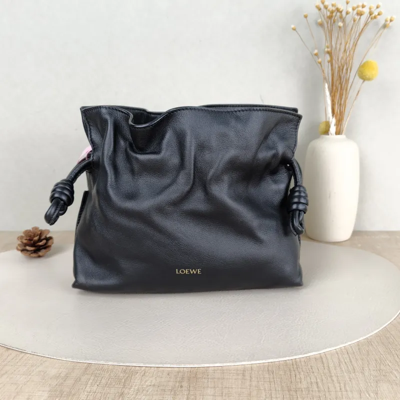 LOEWE Crossbody Bag Flamenco Black Calfskin Mini 24 × 9 × 18 cm