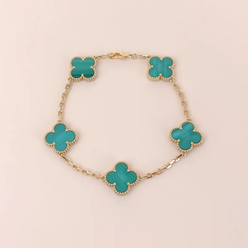 Van Cleef & Arpels Bracelet Alhambra Alhambra Collection Five-Motif Bracelet Malachite18KY ellow Gold Vintage Small1.5 × 1.5 × 19 cm