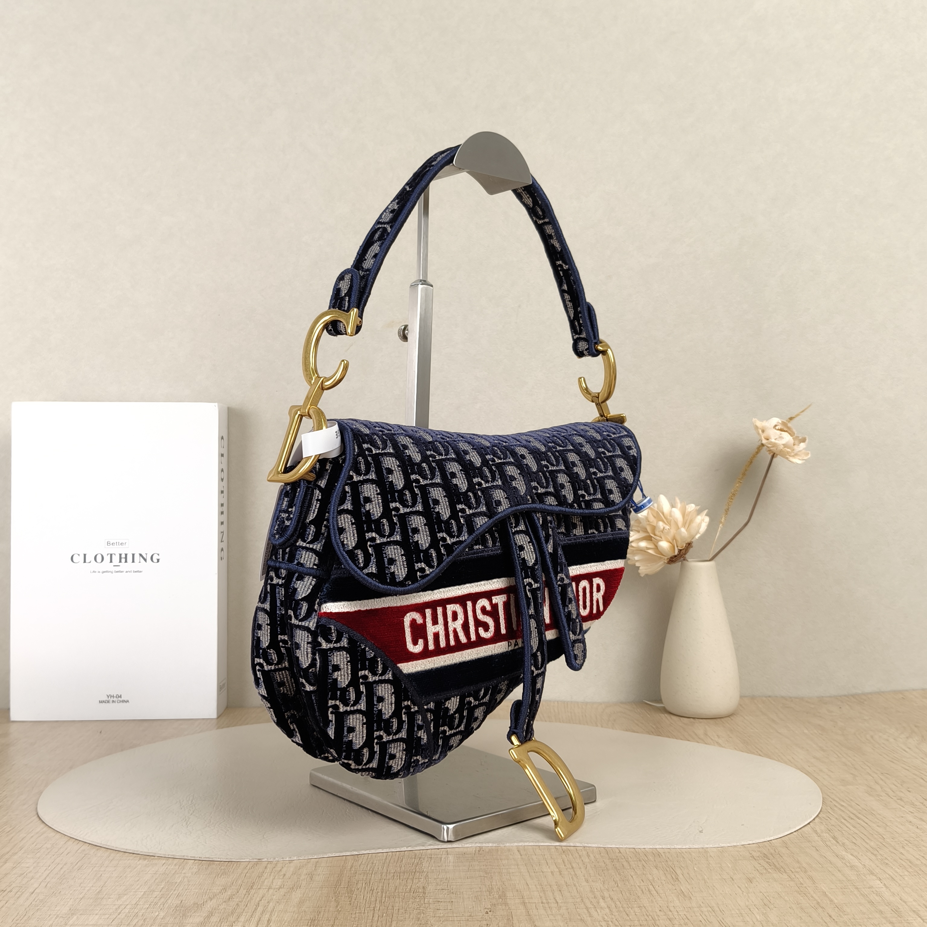 DIOR Top Handle Bag Saddle Blue Canvas Medium25.5 × 6.5 × 20 cm — cover view 4 of 4