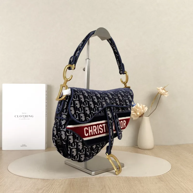 DIOR Top Handle Bag Saddle Blue Canvas Medium25.5 × 6.5 × 20 cm — cover view 4 of 4
