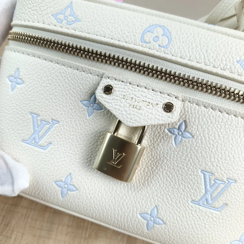 Louis Vuitton Shoulder Bag VANITY POUCH Cosmetic Bag White · Blue Calfskin One Size 19 × 6.5 × 11.5 cm — detail view 12 of 14
