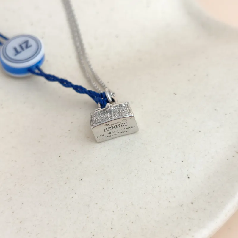 Hermès Necklace Amulettes Kelly Pavé Diamond Necklace White Gold18KW hite Gold Diamond One Size40cm — cover view 3 of 8