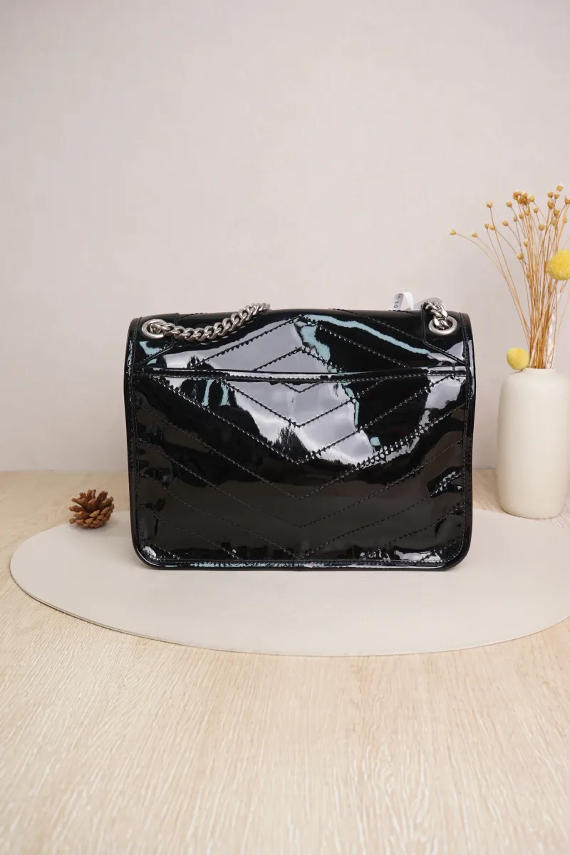 SAINT LAURENT Niki D Medium Black Patent Leather · Dust Bag · 28 × 8.5 × 20 cm — cover view 4 of 7
