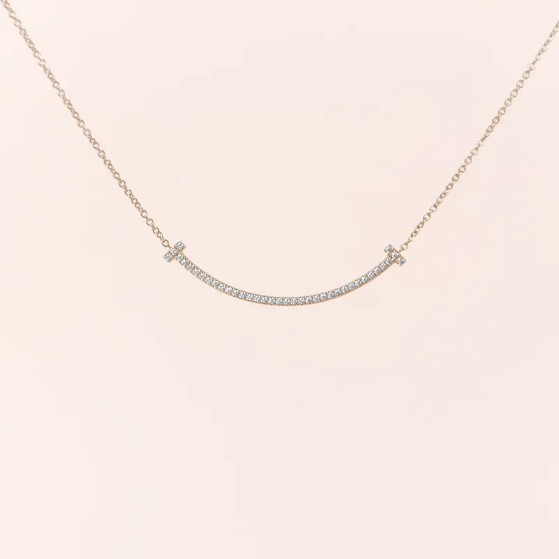 Tiffany&Co. Necklace TC ollection Smile Necklace Gold 18K Diamond Small 40cm