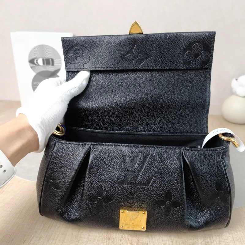 Louis Vuitton Crossbody Bag Favorite Black Monogram Empreinte Embossed Calfskin Medium 24 × 9 × 14 cm — detail view 4 of 12