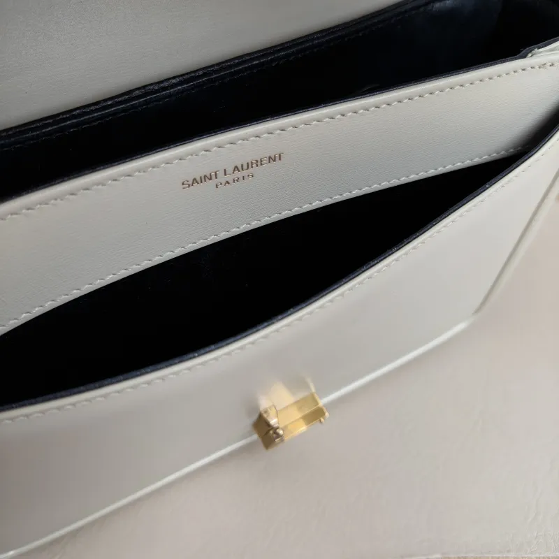 SAINT LAURENT Crossbody Bag Solferino Box Shoulder Bag White Calfskin Medium 23 × 16 × 7 cm — detail view 7 of 12
