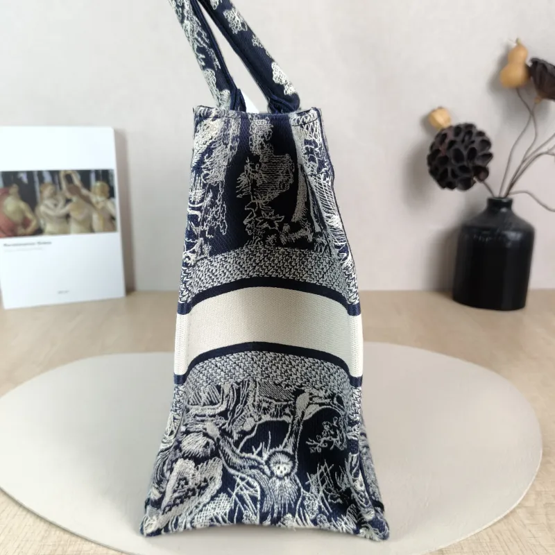 DIOR Top Handle Bag Book Tote Collection · Blue White Canvas Medium 36 × 16.5 × 27.5 cm — detail view 8 of 10