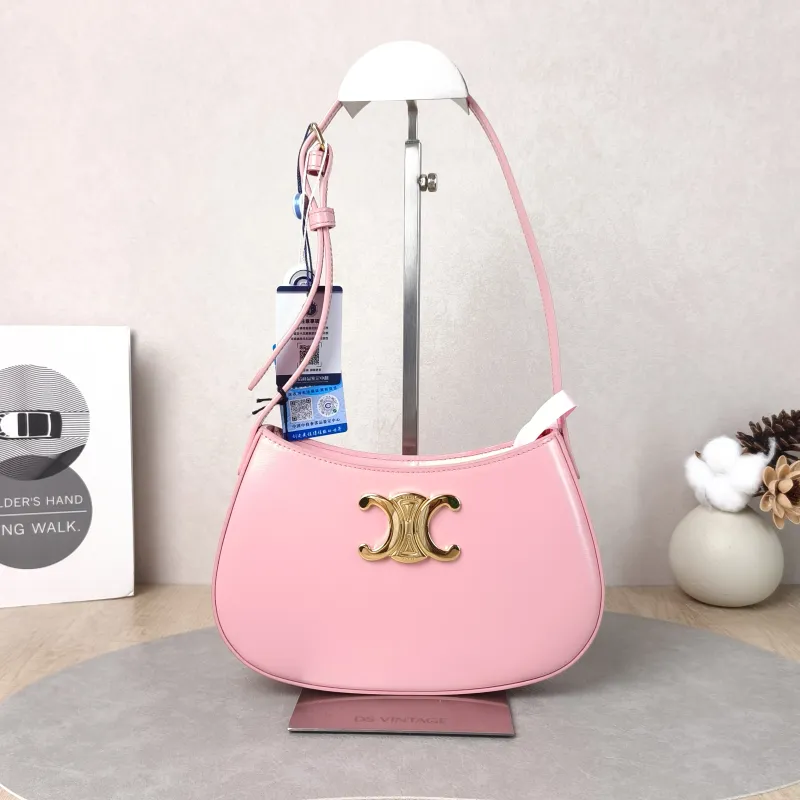 CELINE Shoulder Bag tilly Pink Calfskin Medium 22 × 4 × 13.5 cm