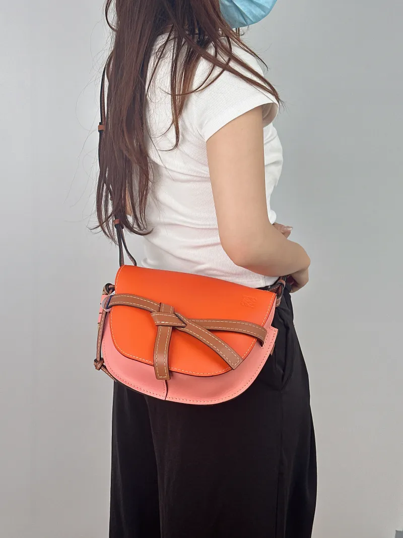 LOEWE Crossbody Bag Gate Colorblock Calfskin Medium 25 × 11.5 × 19 cm — on-model view 1 of 2