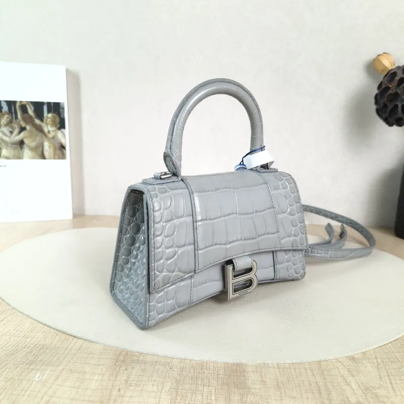 BALENCIAGA Crossbody Bag Hourglass Hourglass Bag Grey Calfskin Mini 19 × 6.5 × 12 cm — cover view 6 of 6