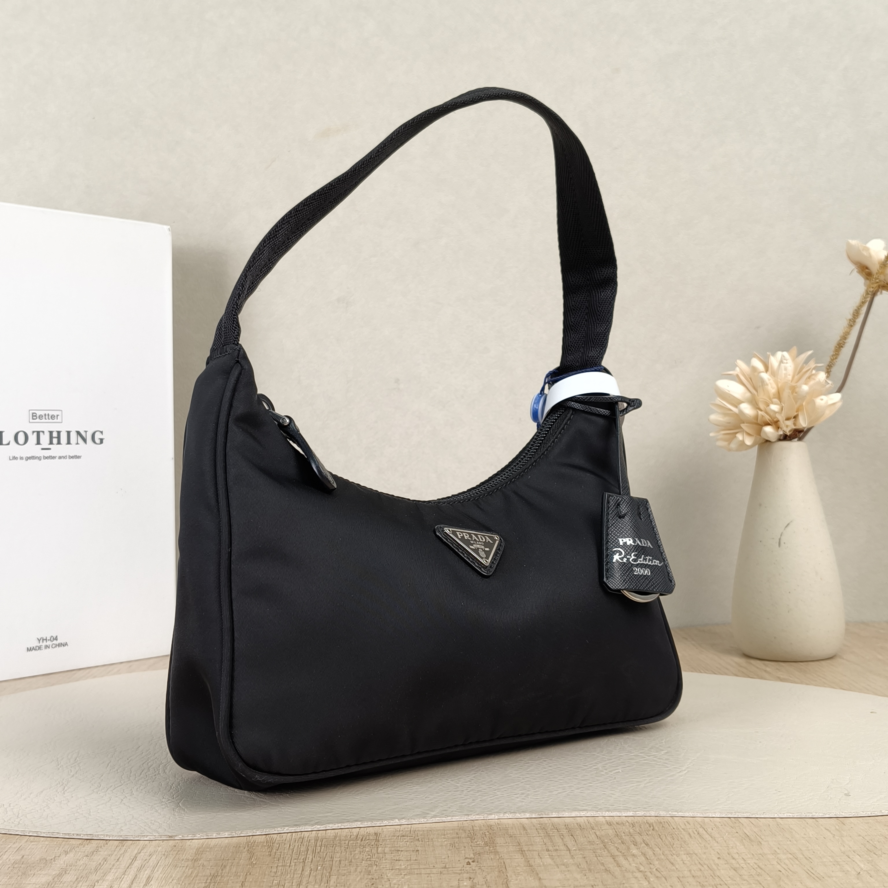 PRADA Shoulder Bag Re-Edition 2000 Hobo Black Nylonmini22 × 6 × 17 cm — cover view 5 of 5