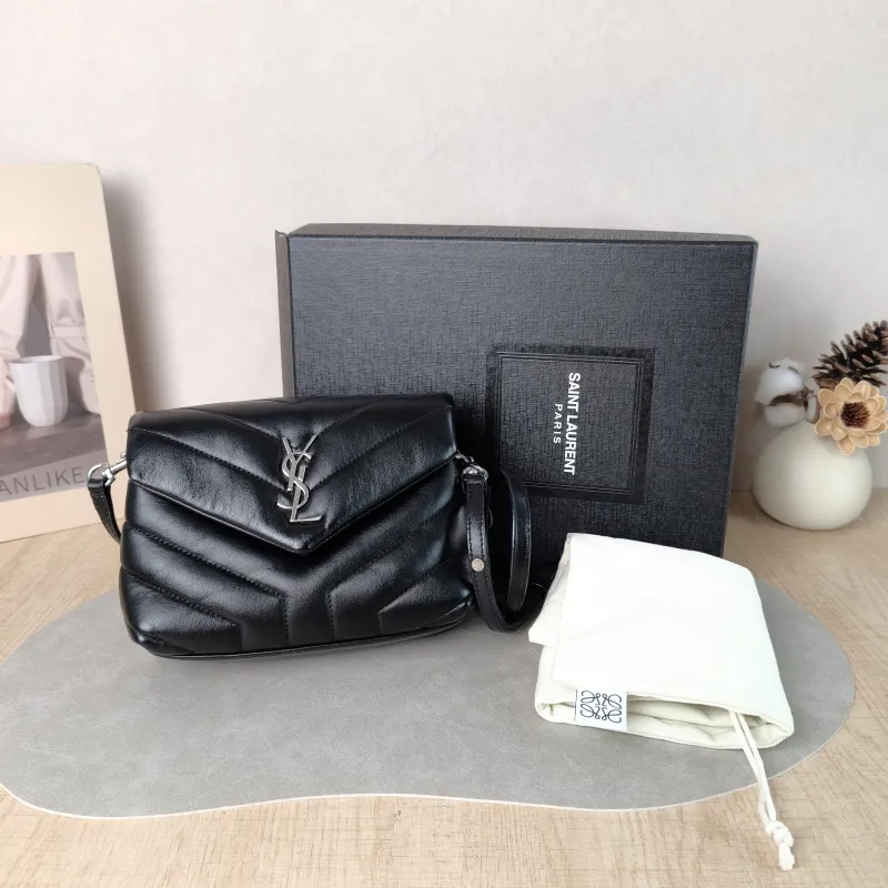 SAINT LAURENT Crossbody Bag LOULOU Black Calfskin Mini 20 × 7.5 × 14 cm — cover view 3 of 6