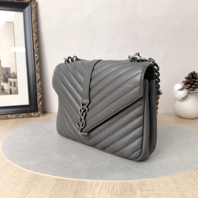 SAINT LAURENT Shoulder Bag COLLEGE Grey Calfskin24 × 6.5 × 17 cm — cover view 3 of 5
