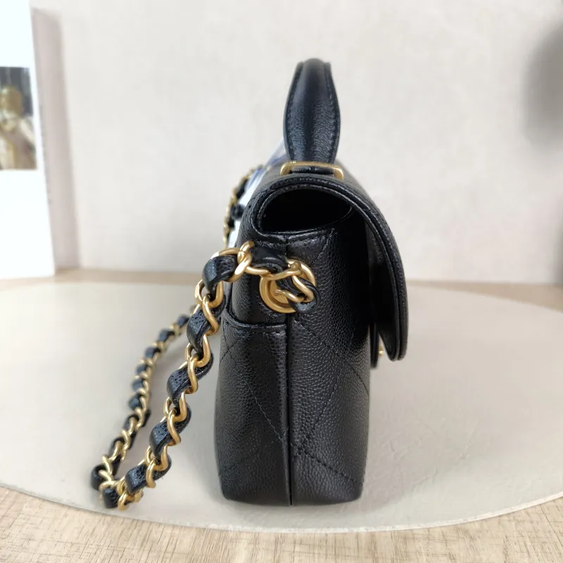 Chanel Crossbody Bag cf Collection Top Handle Bag Black Grained Calfskin One Size 20 × 5 × 13 cm — detail view 5 of 12