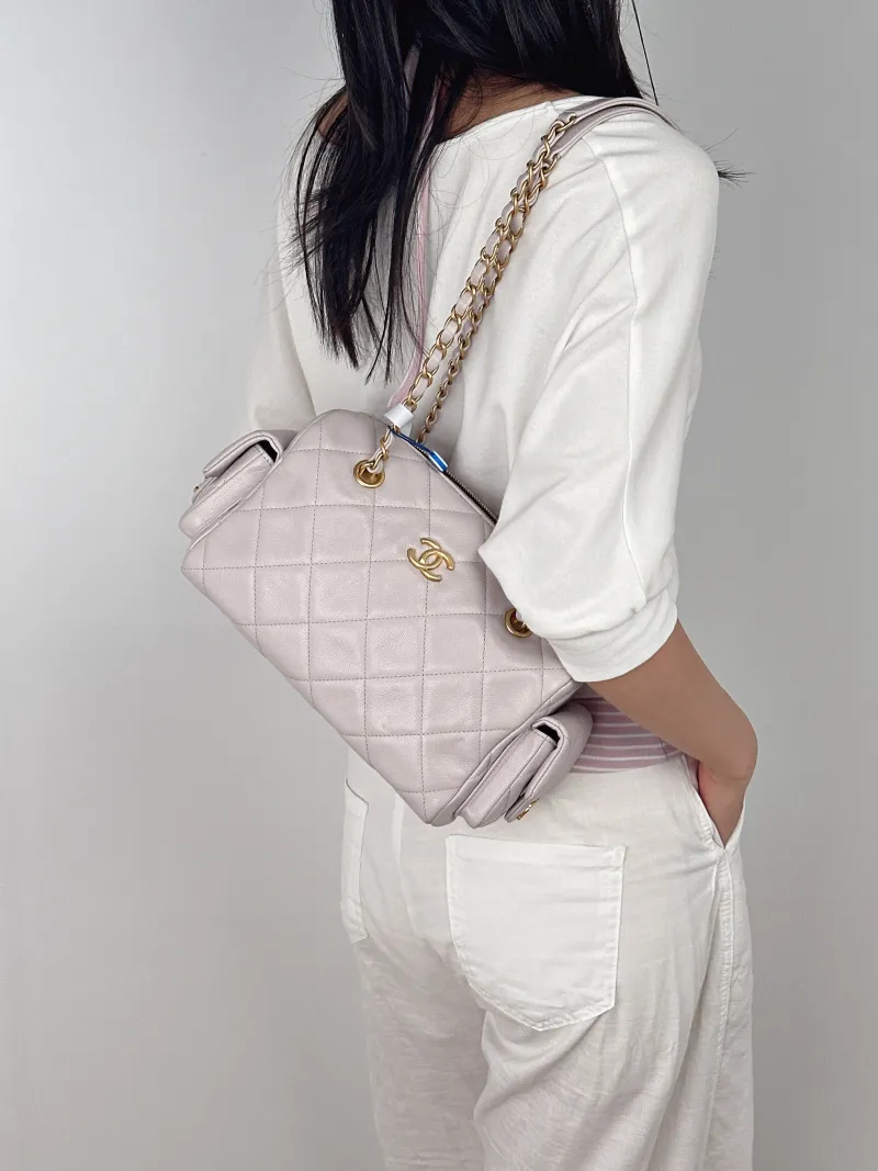 Chanel Shoulder Bag Bowling Bag Calfskin One Size24 × 13 × 15 cm — on-model view 1 of 2