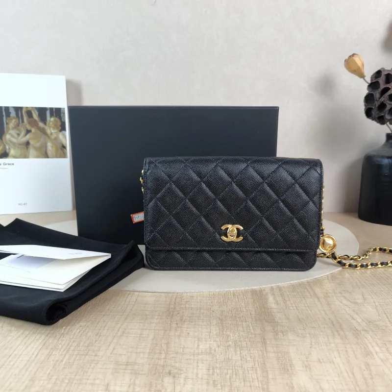 Chanel Crossbody Bag CF WOC Crossbody Bag Black Grained Calfskinmini19.2 × 3.5 × 12.3 cm — cover view 5 of 6