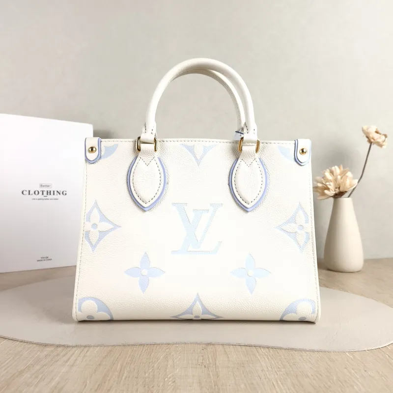 Louis Vuitton Shoulder Bag Onthego White · Blue Monogram Empreinte Embossed Calfskin Small 25 × 11.5 × 19 cm — cover view 3 of 6