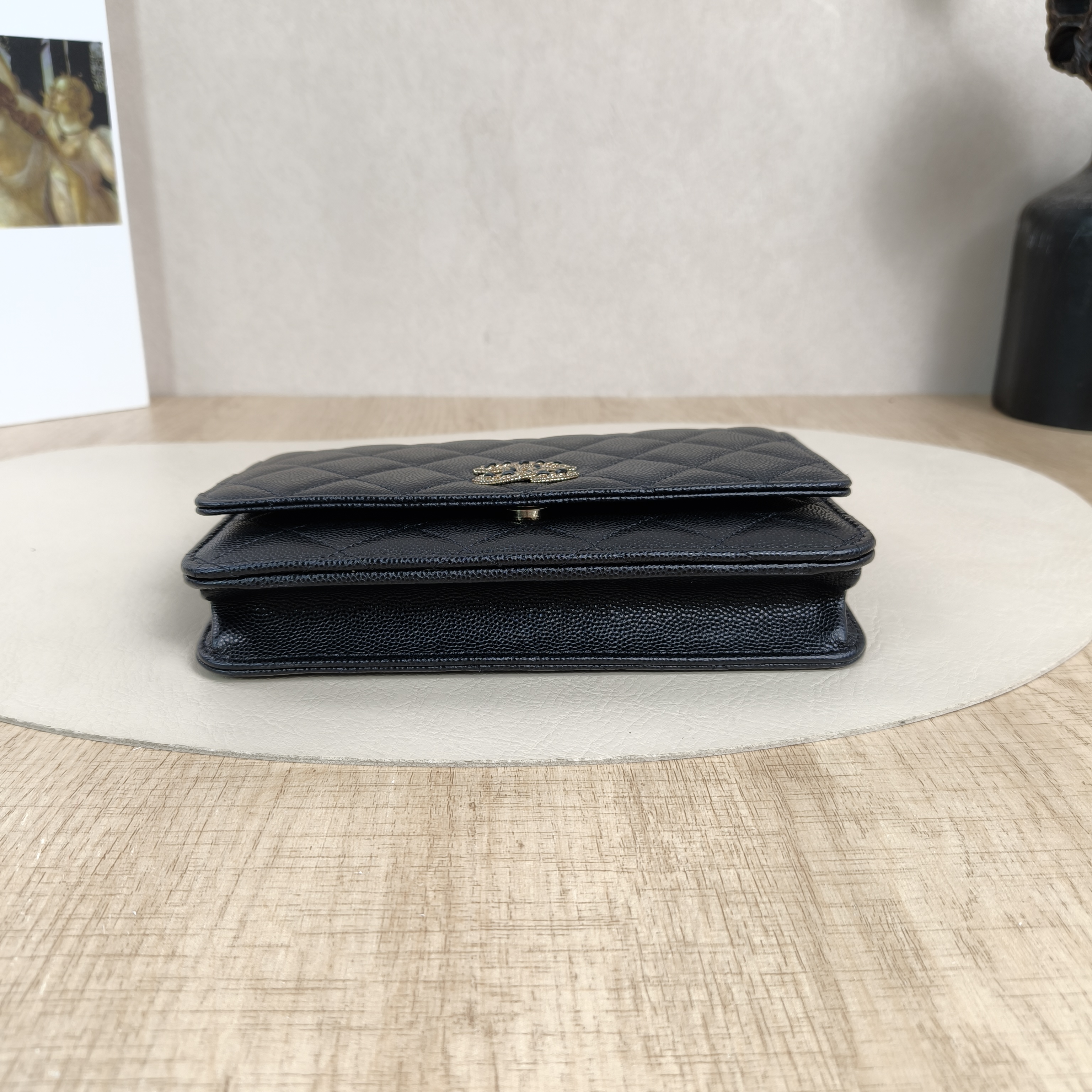 Chanel Crossbody Bag Classic Flap WOC CF WOCWOC Bag Black Grained Calfskin mini19.2 × 3.5 × 12.3 cm — cover view 2 of 5