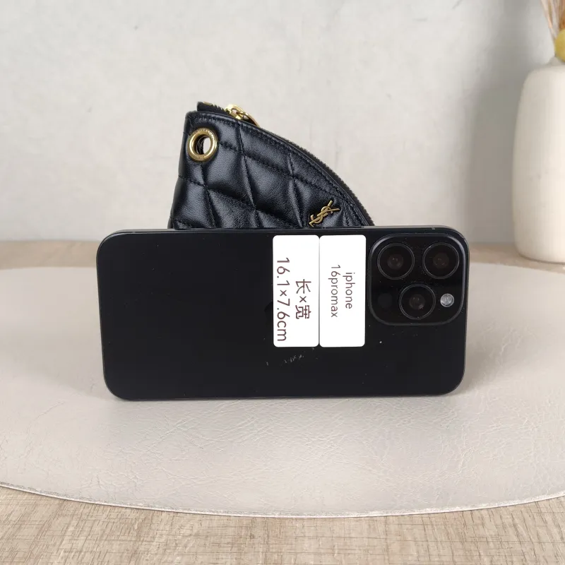 SAINT LAURENT Crossbody Bag Wallet Black Lambskin One Size 16 × 5 × 11.5 cm — cover view 4 of 5