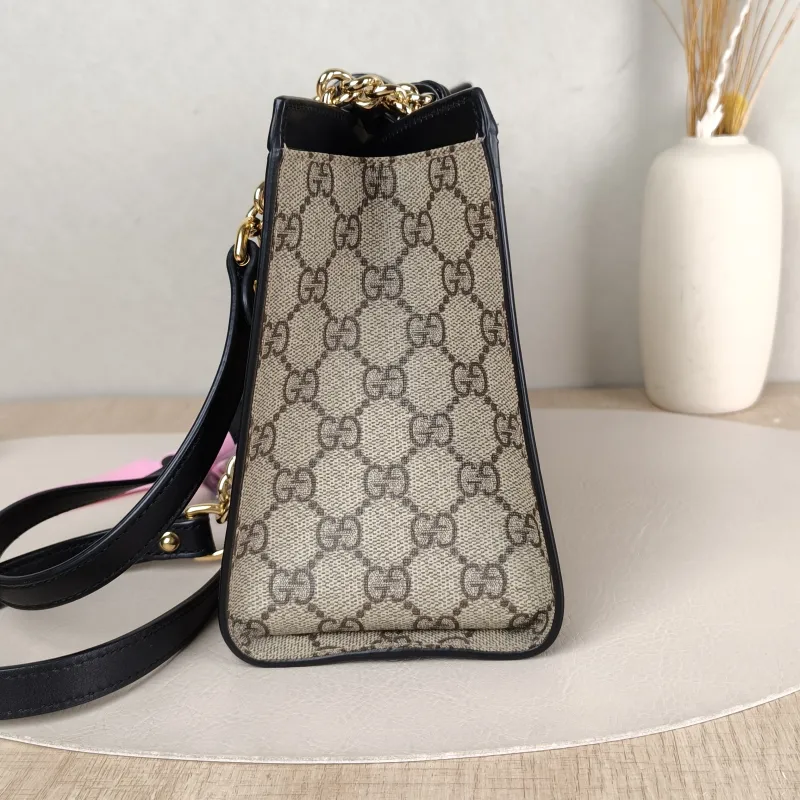 GUCCI Shoulder Bag Padlock Tote Black Monogram PVC Medium 26 × 10 × 18 cm — detail view 3 of 11