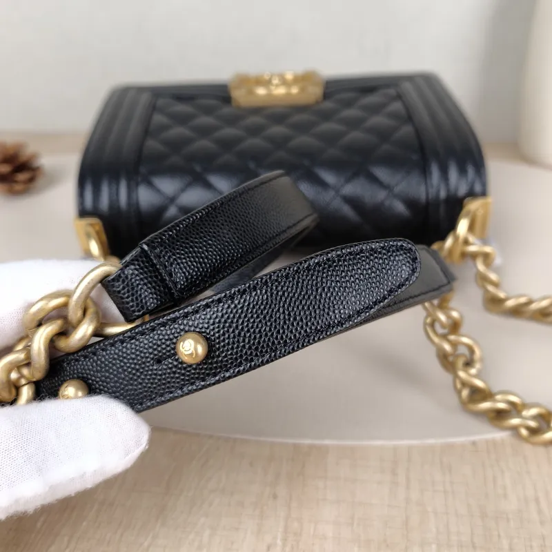 Chanel Crossbody Bag Le Boy​ Black Grained Calfskin Small 20.5 × 8.5 × 12 cm — detail view 8 of 15
