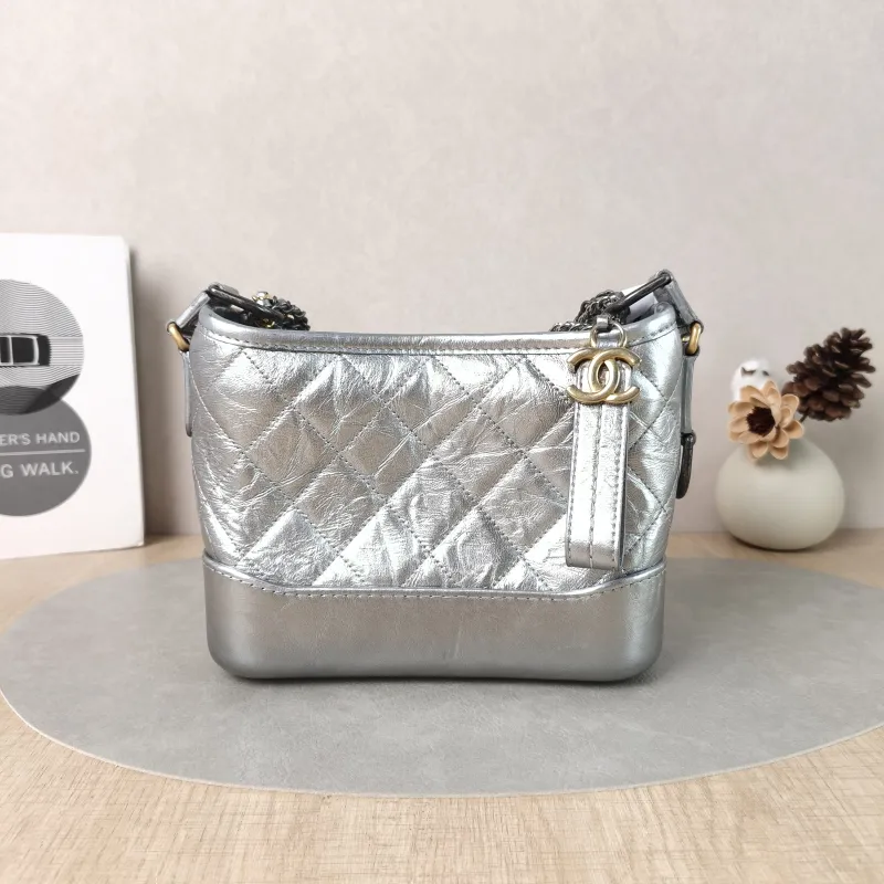 Chanel Crossbody Bag Gabrielle Gabrielle Bag Silver CC alfskin Small20 × 8 × 15 cm