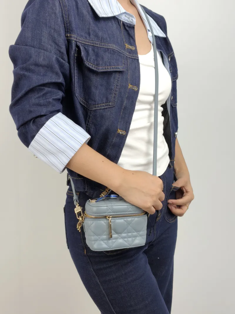 DIOR Crossbody Bag Lady Vanity Cosmetic Bag Lambskin Mini 11 × 7 × 10 cm — on-model view 1 of 2