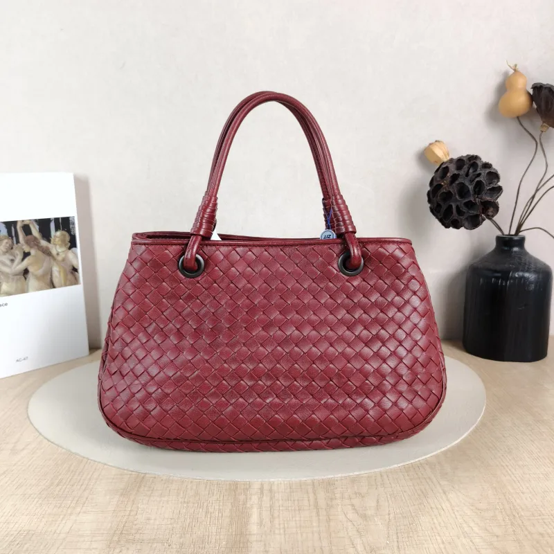 Bottega Veneta Top Handle Bag Woven Top Handle Bag Red Lambskin 30 × 16 × 17 cm — cover view 3 of 5