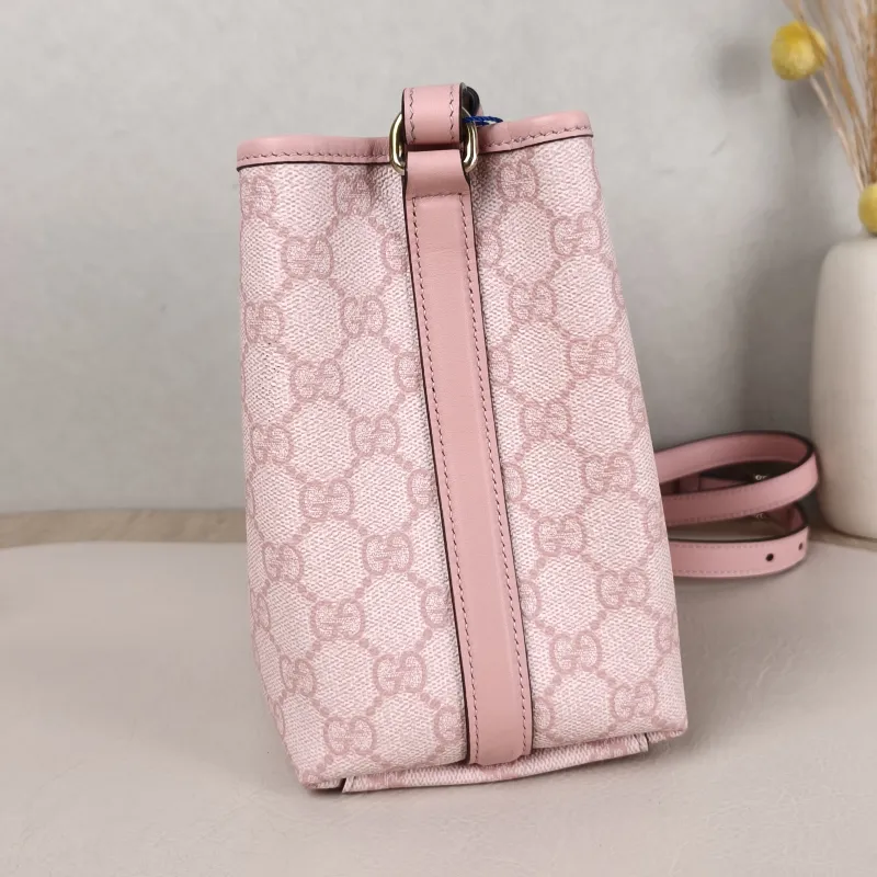 GUCCI Crossbody Bag GG Emblem Pink PVC Small 19 × 11 × 18 cm — detail view 6 of 10