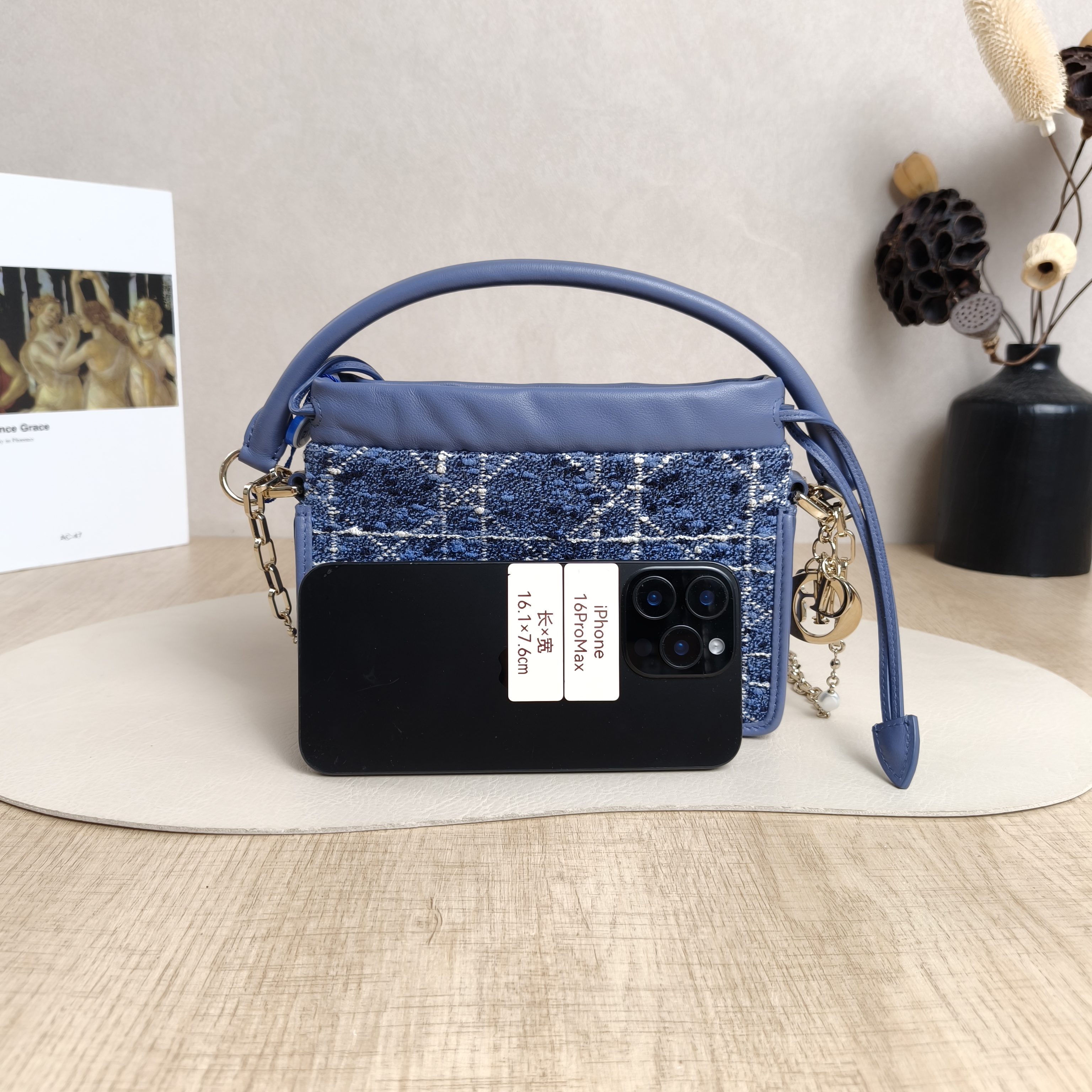 DIOR Shoulder Bag Shoulder Bag Blue Calfskin19 × 4 × 14 cm — cover view 2 of 5
