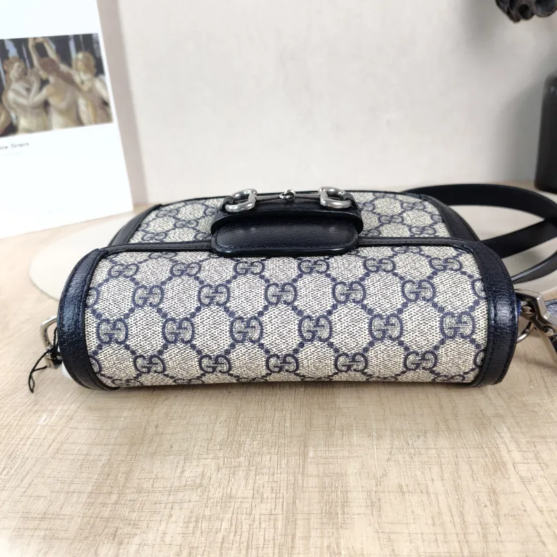 GUCCI Crossbody Bag Horsebit 1955 Horsebit Small Blue Monogram PVC Small 20.5 × 5 × 14.5 cm — detail view 10 of 12