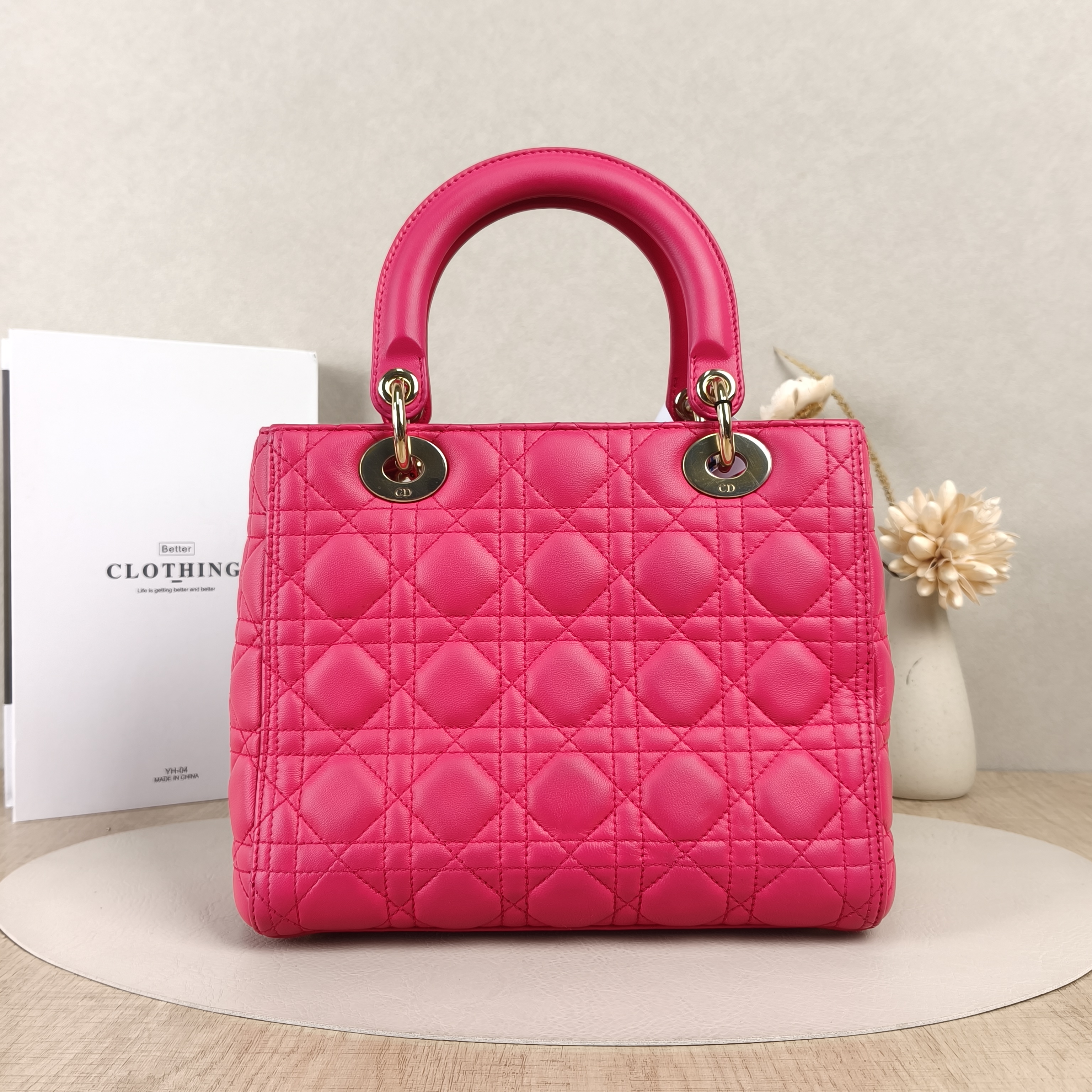 DIOR Lady Lady Dior Bag Medium Red Lambskin · Shoulder Strap · 24 × 11 × 20 cm — cover view 3 of 8