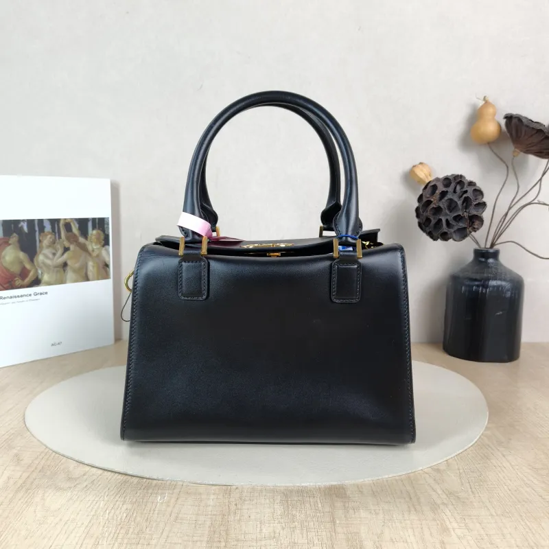 DIOR Crossbody Bag Boston Black Calfskin Medium 26 × 15 × 18 cm