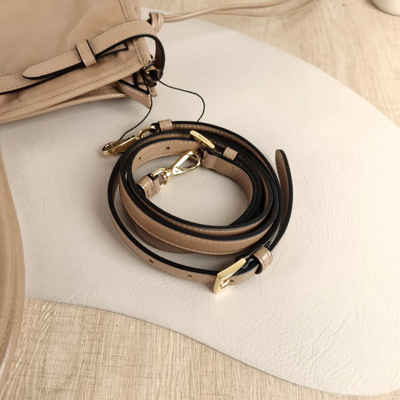 PRADA Shoulder Bag Bonnie Soft Lux Taupe Waxed Leather 42 × 12 × 30 cm — detail view 10 of 13