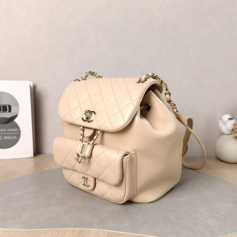 Chanel Backpack Duma Beige Calfskin Large 21 × 13 × 23 cm — cover view 4 of 5