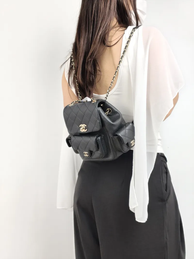 Chanel Backpack duma Black Grained Calfskin Small 18 × 9.5 × 19 cm — on-model view 2 of 3