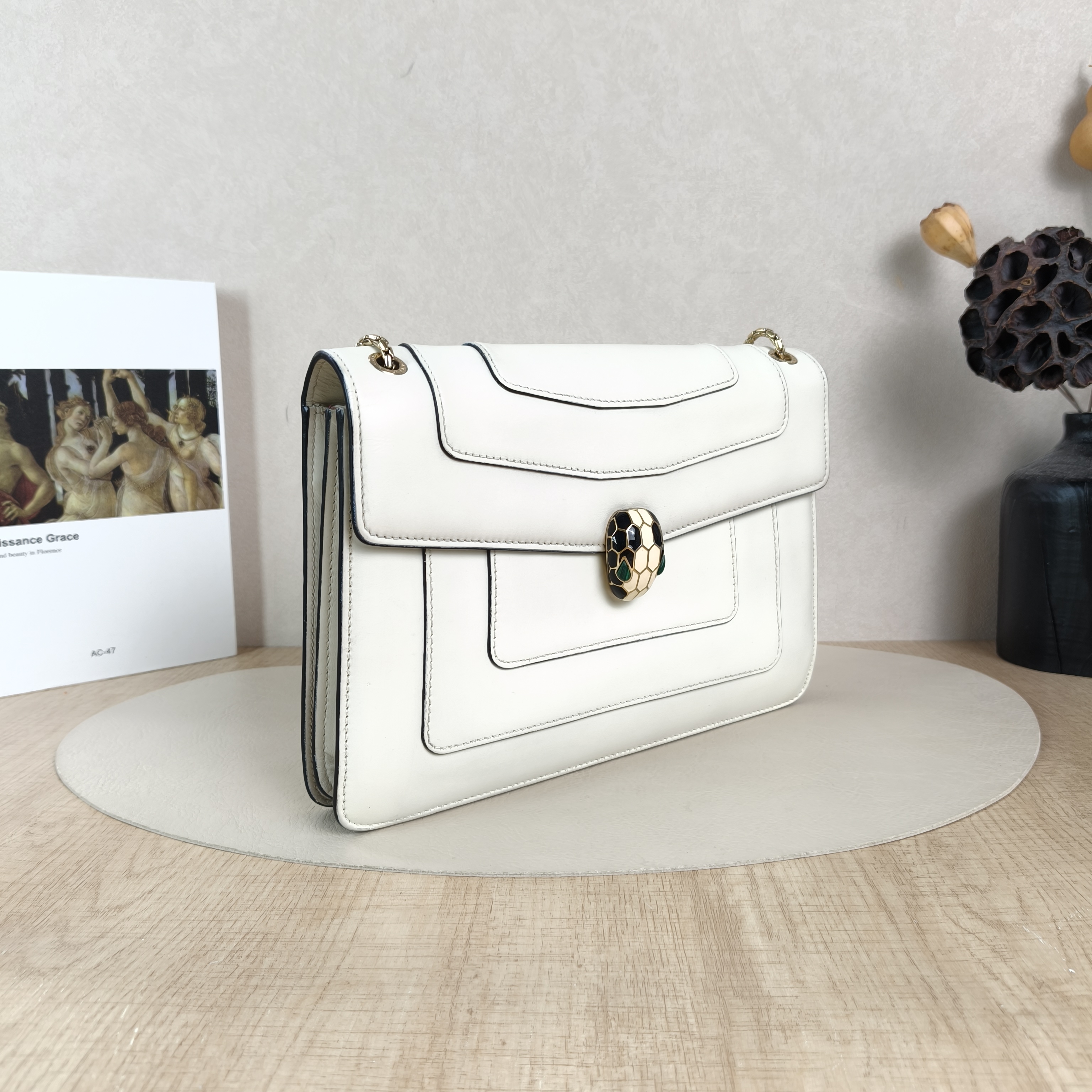 Bvlgari Shoulder Bag Serpenti Forever Collection Crossbody Bag White Calfskin Medium27.5 × 7 × 18 cm — cover view 6 of 6