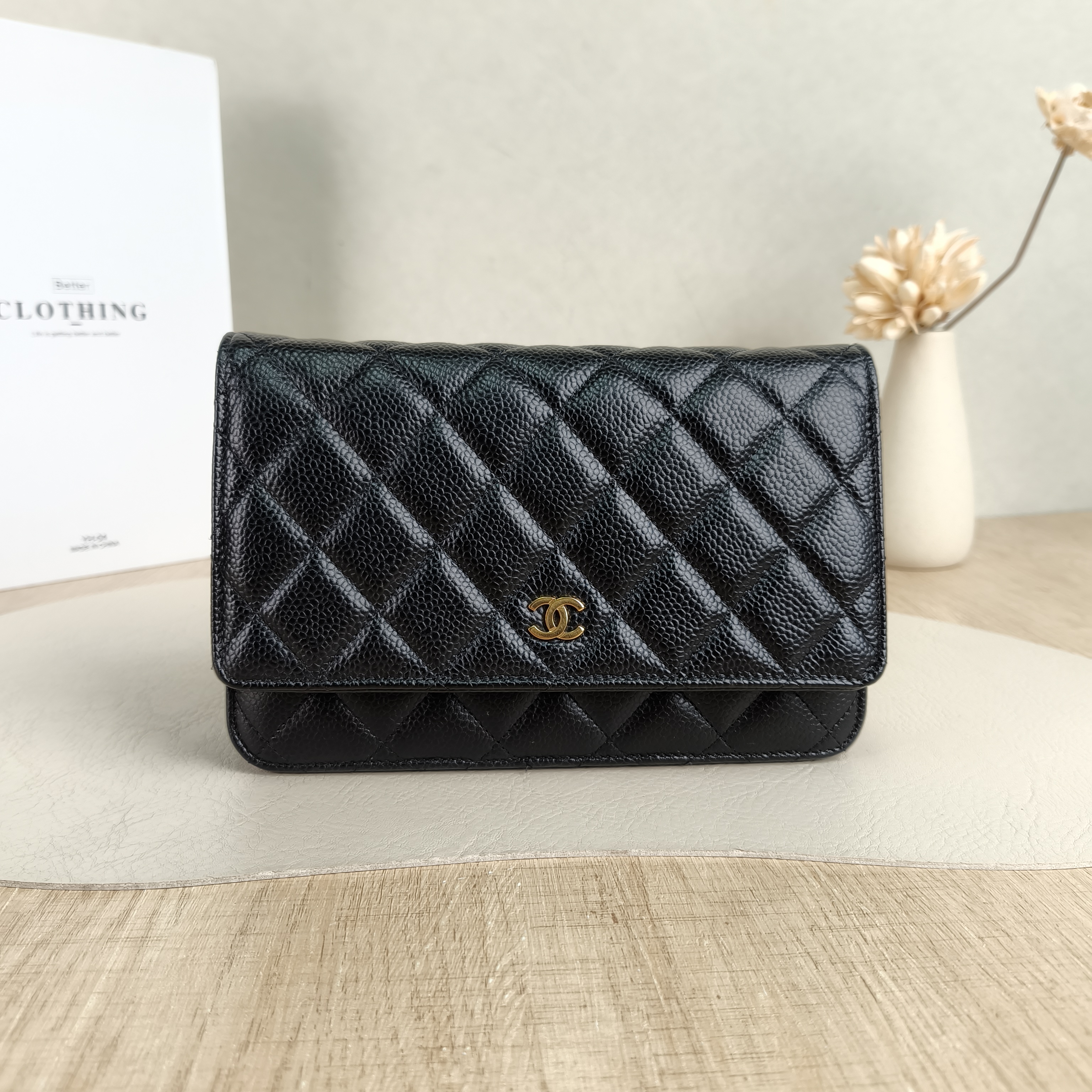 Chanel Crossbody Bag Classic Flap WOC CF WOCWOC Bag Black Grained Calfskinmini19.2 × 3.5 × 12.3 cm