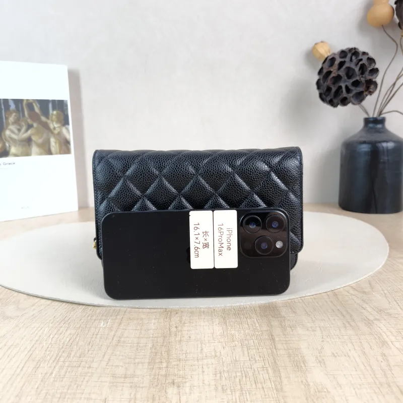 Chanel Crossbody Bag Classic Flap WOC CF WOCWOC Bag Black Grained Calfskinmini19.2 × 3.5 × 12.3 cm — cover view 2 of 6