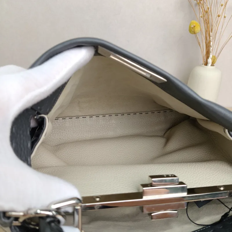 FENDI peekaboo Shoulder Bag Grey Calfskin · Shoulder Strap · 34 × 13 × 26 cm — detail view 7 of 10