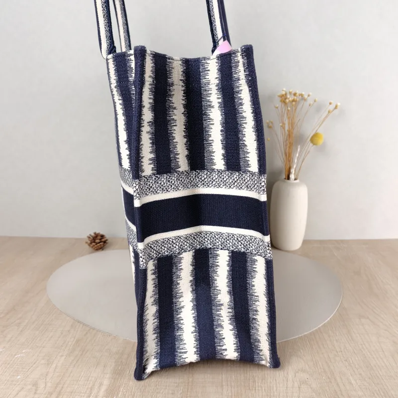 DIOR Top Handle Bag Book Tote Blue White Canvas Large 42 × 18.5 × 35 cm — detail view 4 of 9