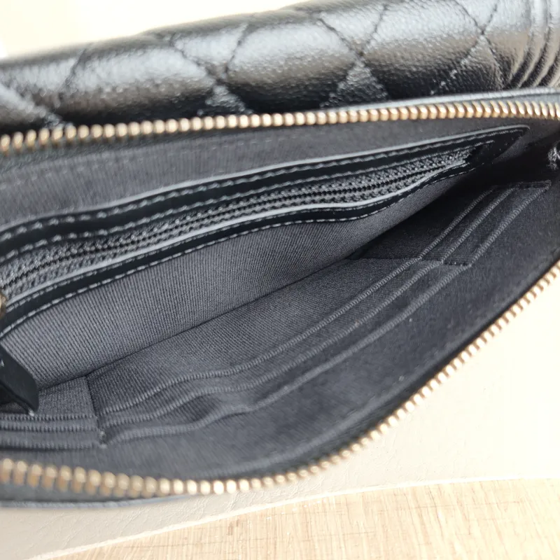 Chanel Crossbody Bag Le Boy​ WOC Black Grained Calfskin Mini 17.5 × 3.5 × 10 cm Microchip Edition — detail view 7 of 11